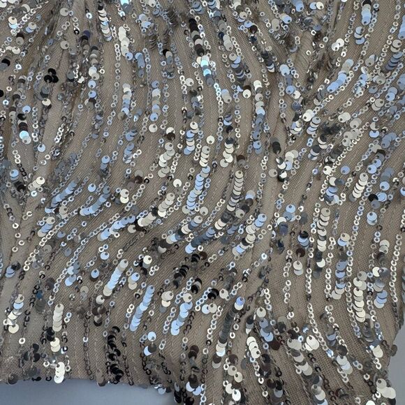 Edikted Wavy Baby Sequin Strapless Corset Lace Up Back Gold Silver Size Small - Picture 3 of 6